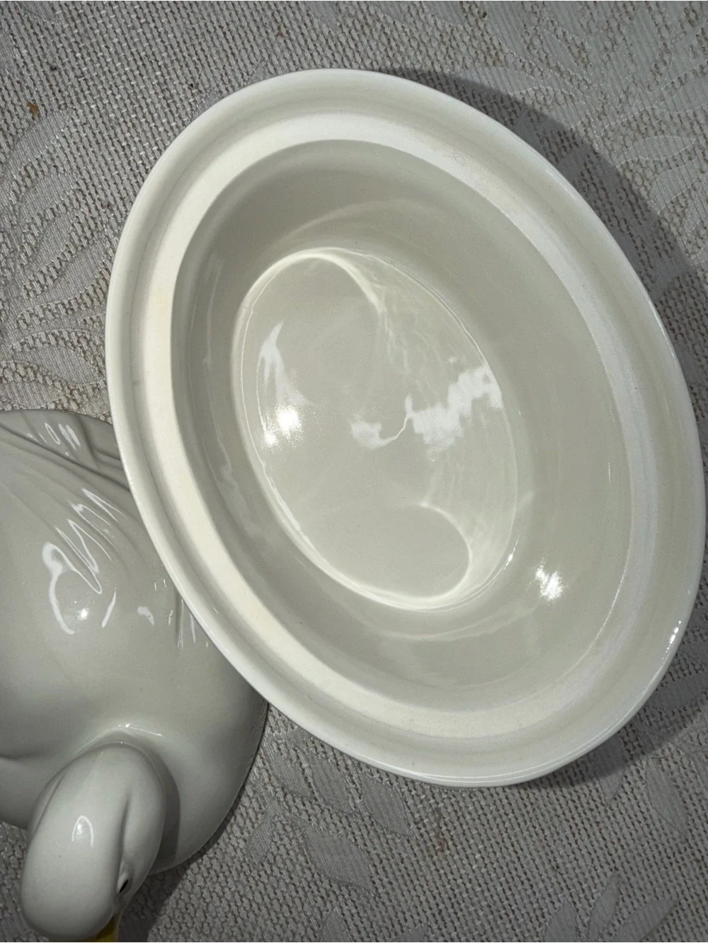 Vintage White Hall Carbone Duck Covered Casserole Dish Tureen Farmhouse Country